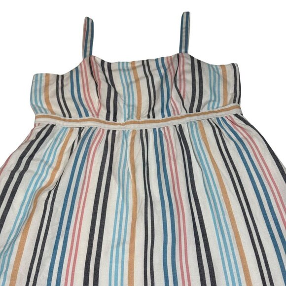 Striped Sleeveless Sundress LOFT Outlet Womens Size L Linen Blend Pockets - Picture 5 of 8